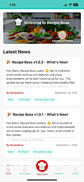Recipe Boss App Interface