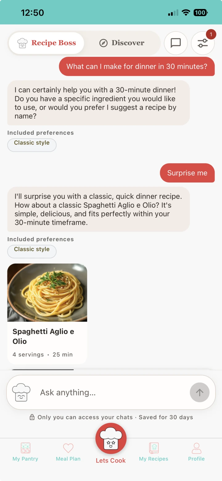 Recipe Boss recipe chat