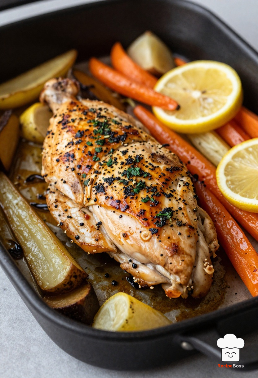 Sheet Pan Lemon Herb Chicken Thighs with Roasted Root Vegetables