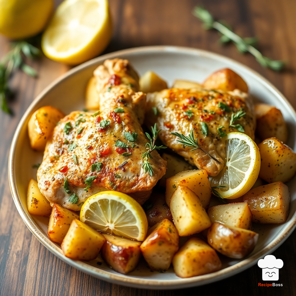 Greek Lemon Herb Roasted Chicken and Potatoes