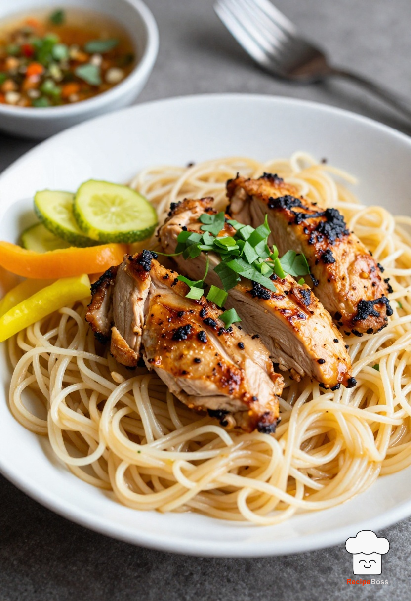 Vietnamese Style Lemongrass Grilled Chicken and Noodle Bowl