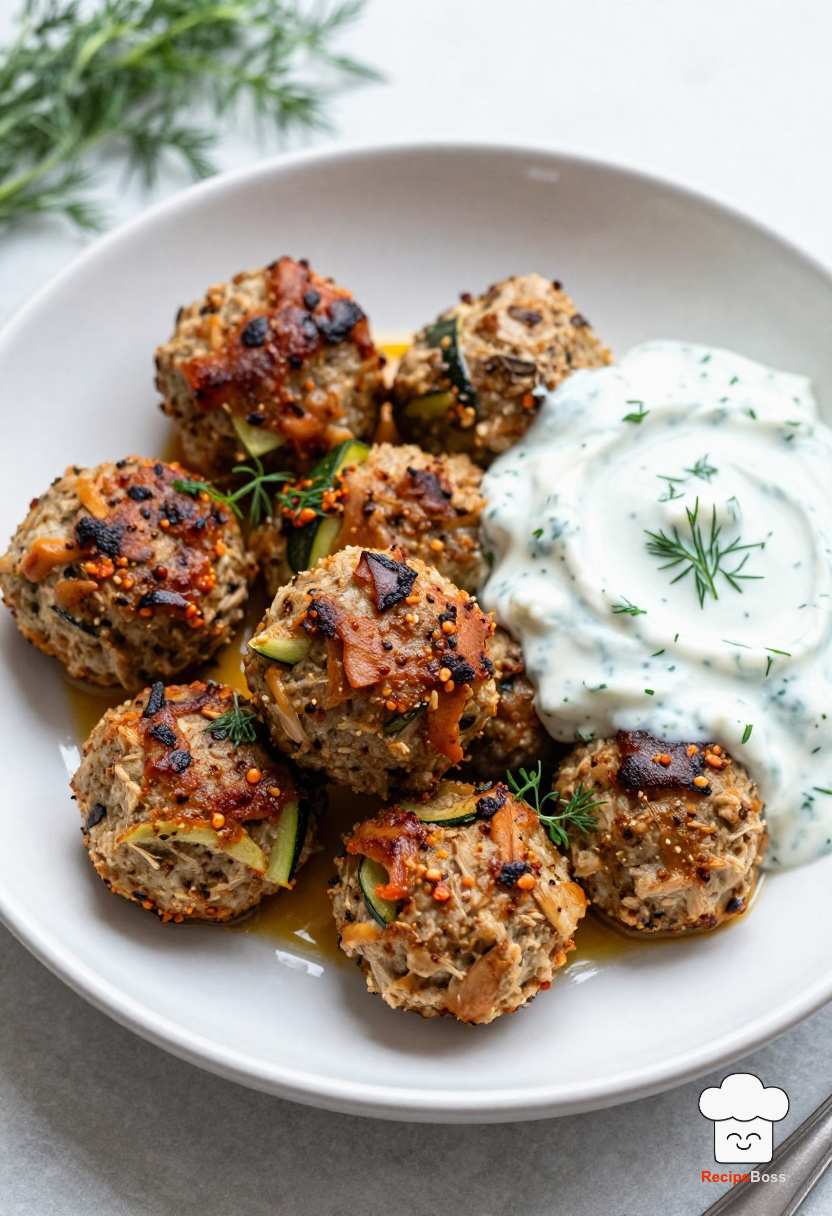 Creative Turkey and Zucchini Meatball Bowl with Dill Tzatziki