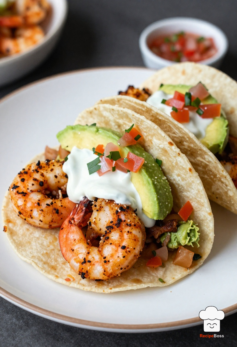 Cajun Blackened Shrimp Tacos with Avocado Crema