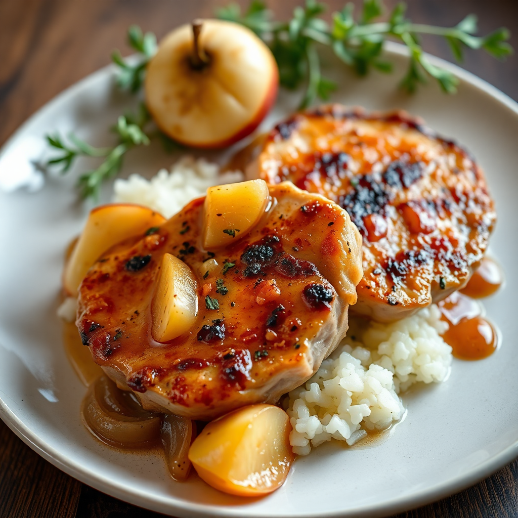 Savory Pork Chops with Apple & Onion