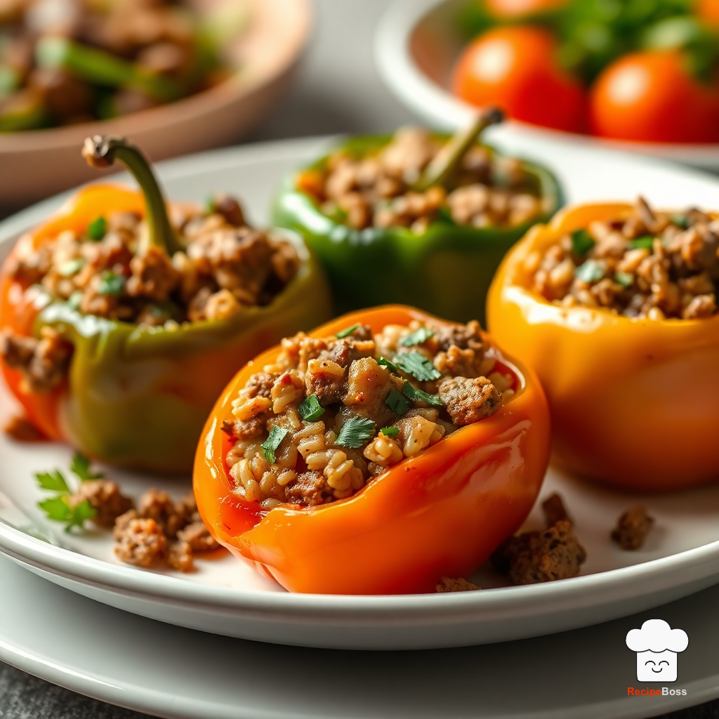 Ground Lamb Stuffed Bell Peppers