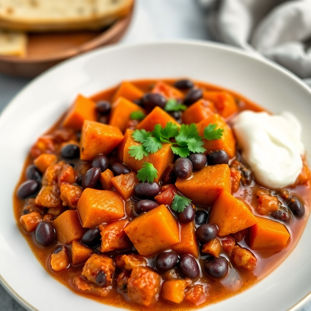 Slow Cooker Sweet Potato and Black Beans Chili