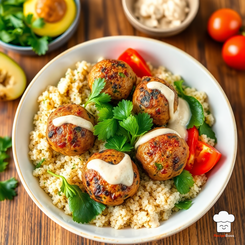 Mediterranean Chicken Meatballs Bowl