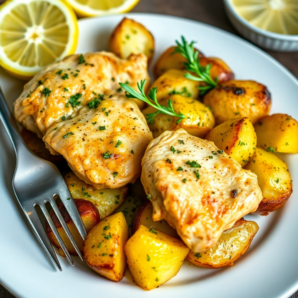 Lemon Oregano Greek Chicken Potatoes