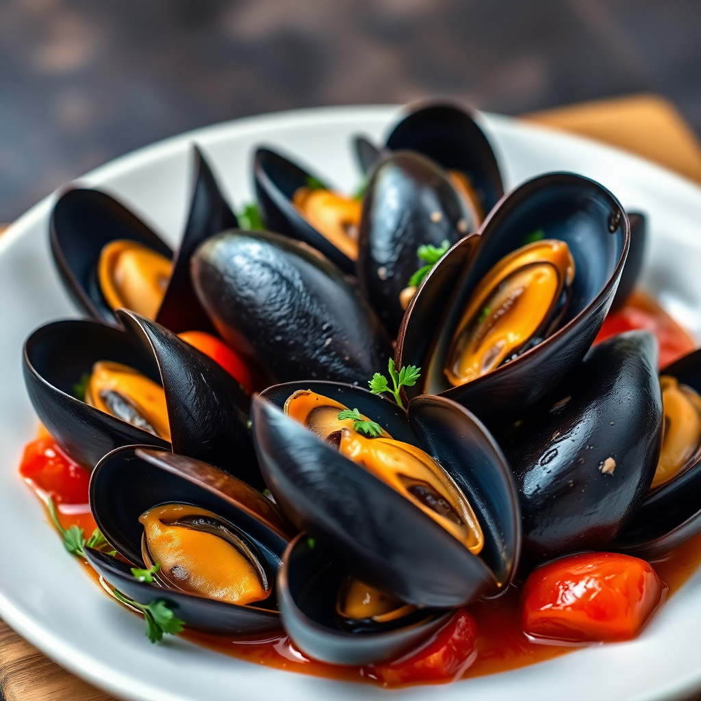 Mussels with Tomatoes and Garlic