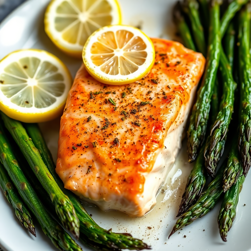 Sheet Pan Lemon Garlic Salmon with Roasted Asparagus