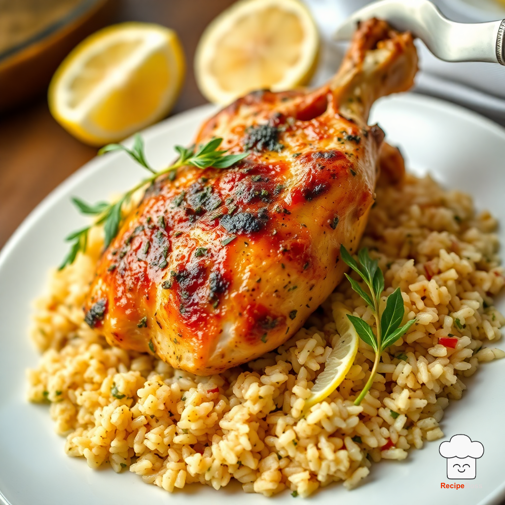 Lemon Herb Roasted Chicken with Rice Pilaf