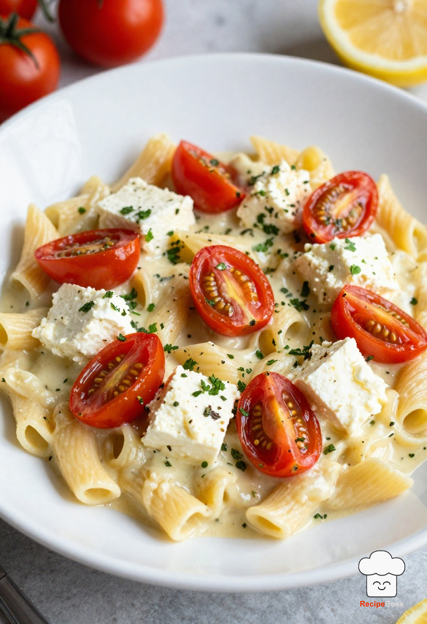Creamy Lemon Herb Baked Feta Pasta