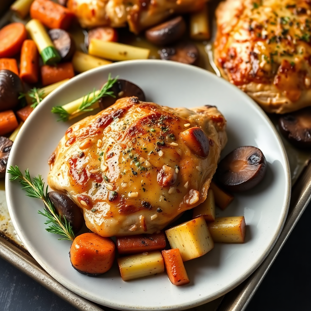 Sheet Pan Roasted Chicken Thighs with Root Vegetables