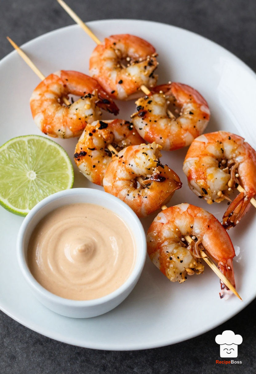 Shrimp and Lime Skewers with Peanut Dipping Sauce