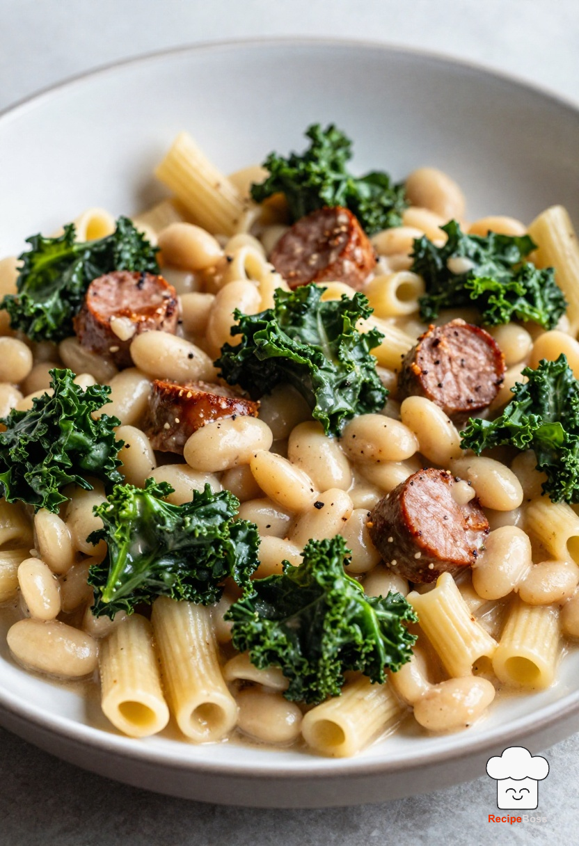 Sausage and White Bean Rigatoni with Kale