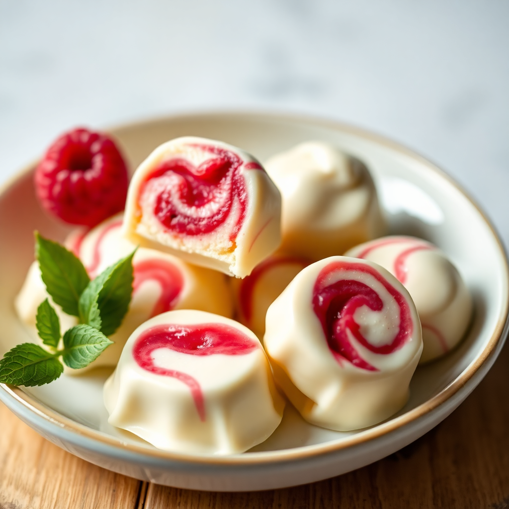White Chocolate Truffles with Raspberry