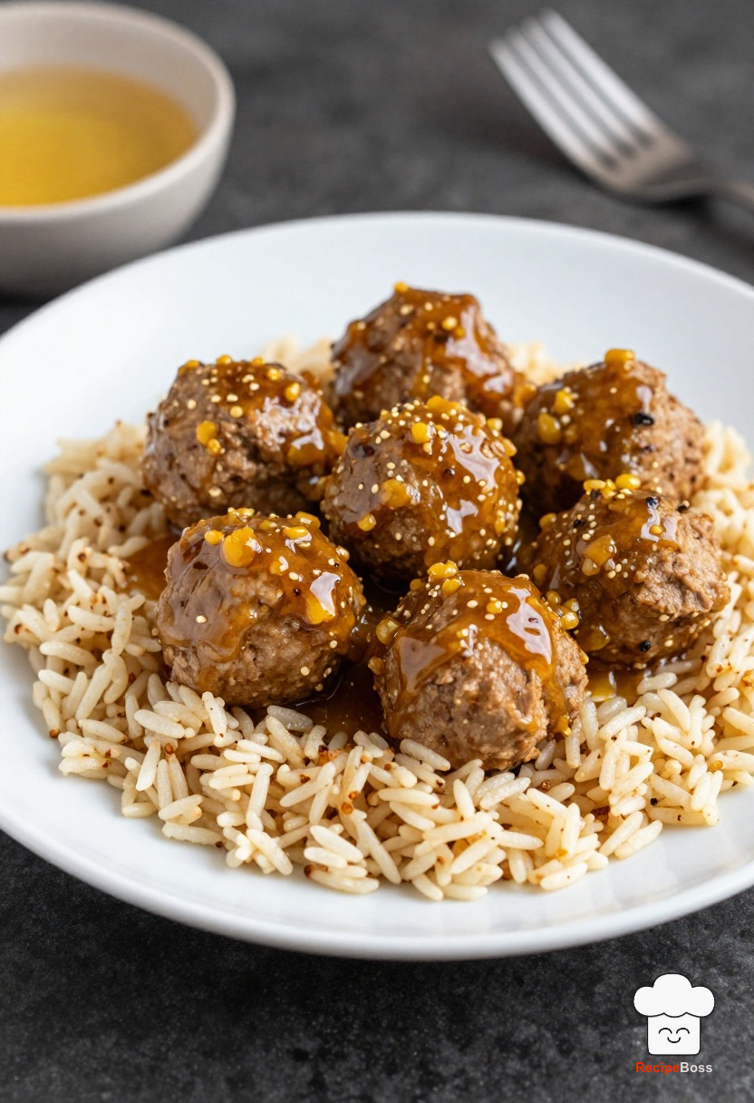 Honey Garlic Turkey Meatballs with Brown Rice