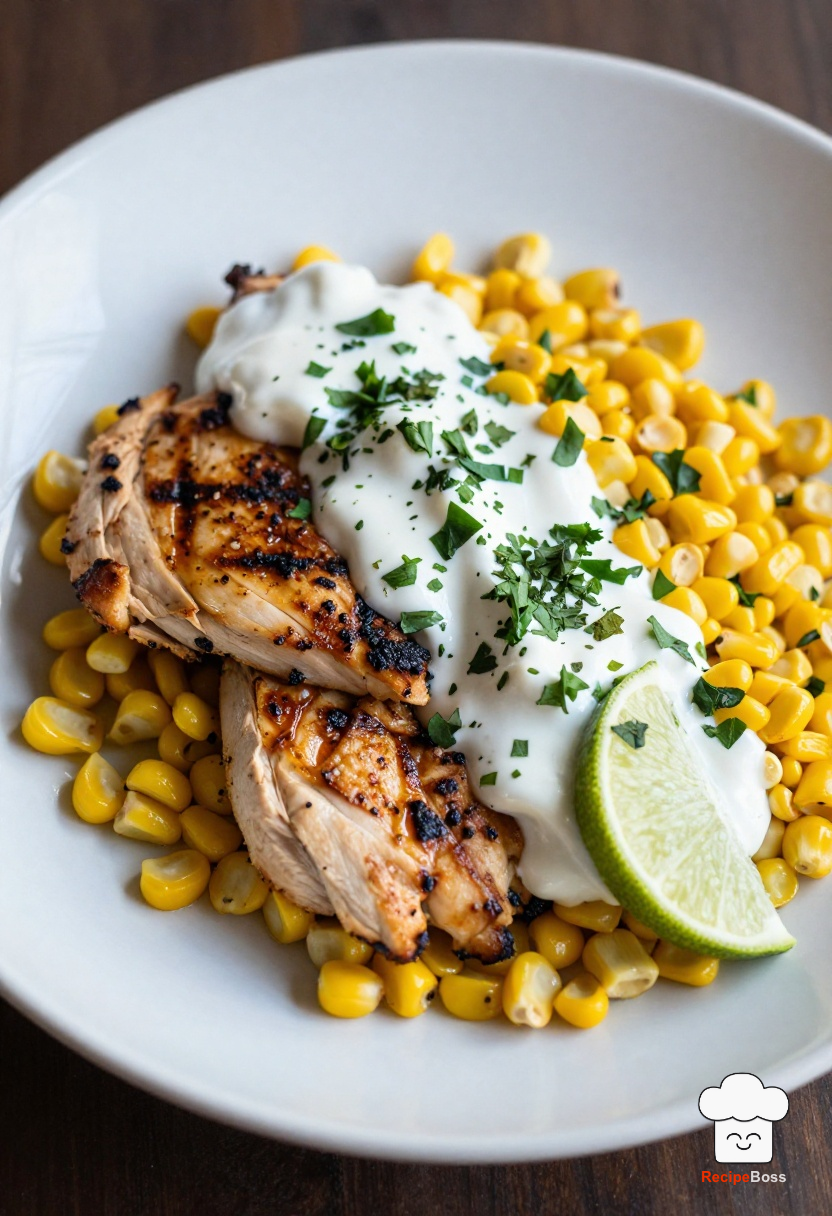 Grilled Chicken and Corn Succotash with Lime Crema