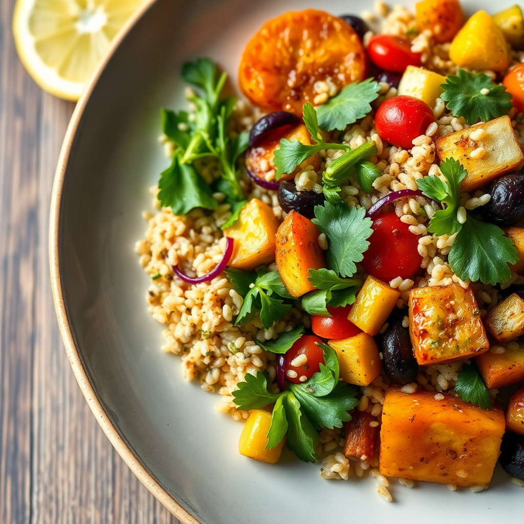 Amaranth Salad with Roasted Vegetables