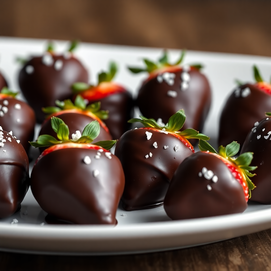 Dark Chocolate Covered Strawberries with Sea Salt