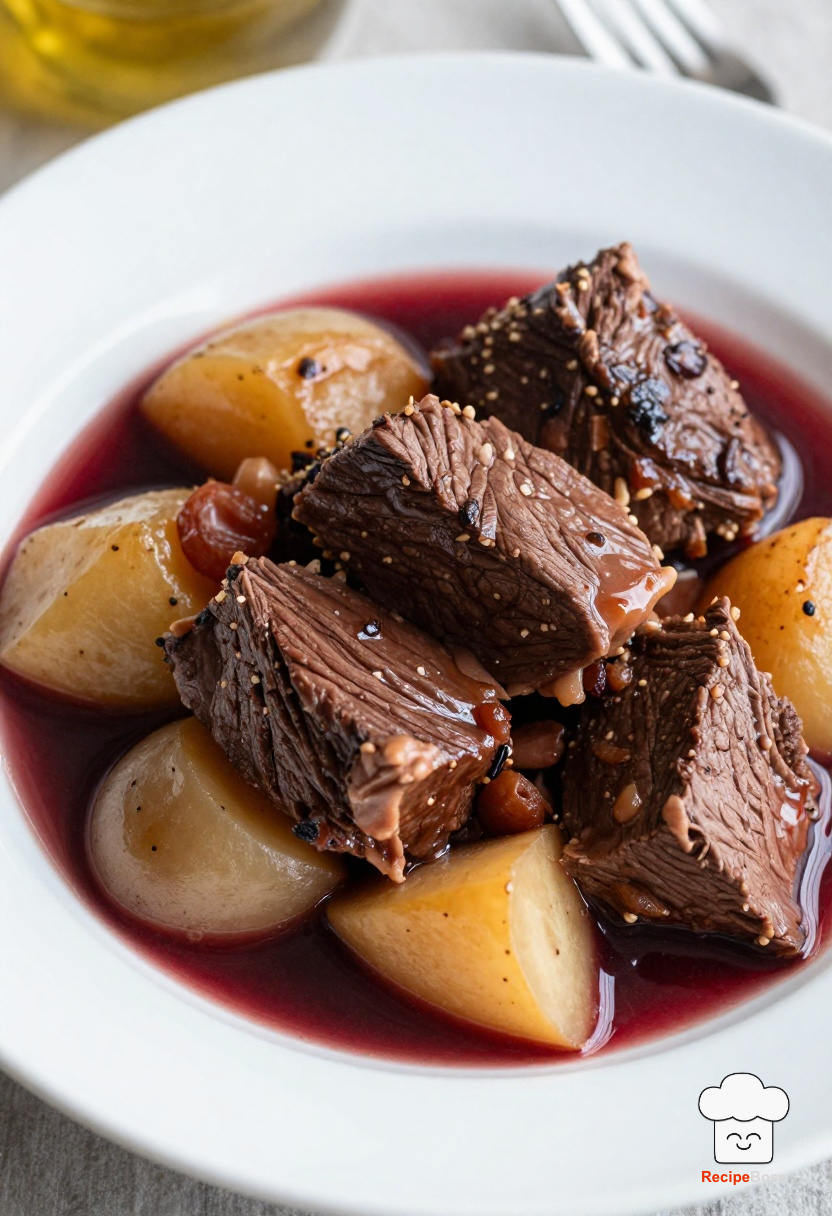 Classic Red Wine Braised Beef Pot Roast with Root Vegetables