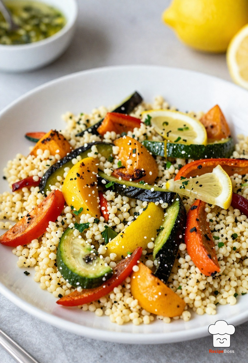 Roasted Vegetable Couscous Salad with Lemon-Herb Vinaigrette